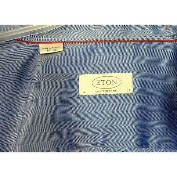 ETON Contemporary Dress Shirt Men's XL 43/17 Blue Button Up Long Sleeve - Picture 8 of 9